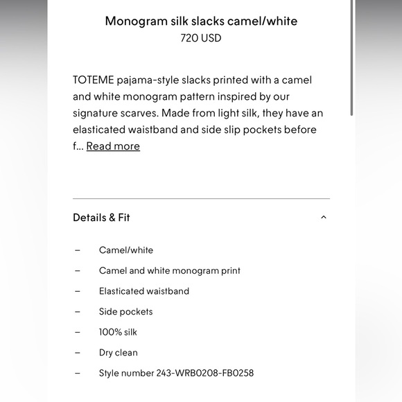 Toteme Monogram Silk Slacks - Picture 12 of 15